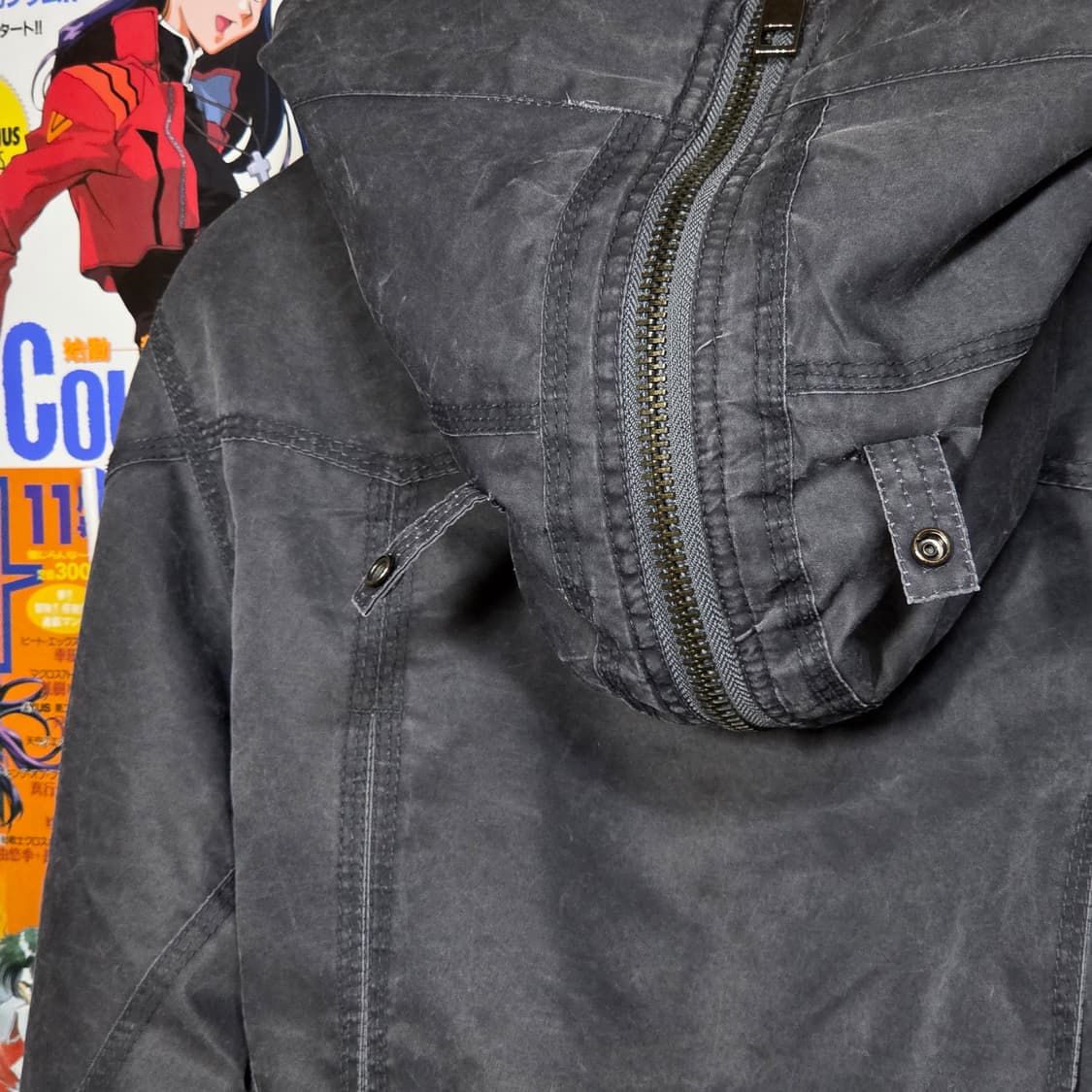 빈티지 워싱 차콜 MA-1 패디드 누빔 하이넥 점퍼 상품이미지7