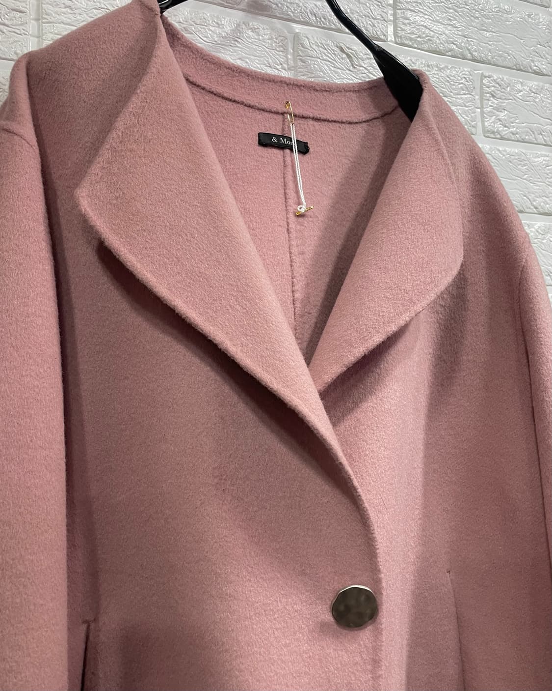 새상품)핸드메이드 핑크 여성울숏코트100 모직하프반코트 77.88 하객룩 상품이미지2