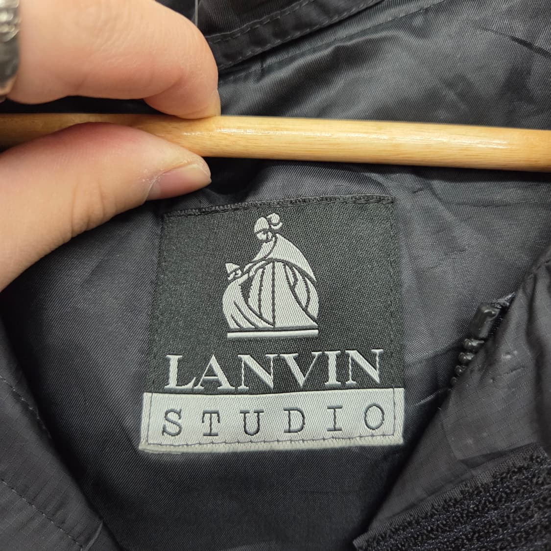 랑방 검정색 후드 롱 패딩 코트 여/L 상품이미지5