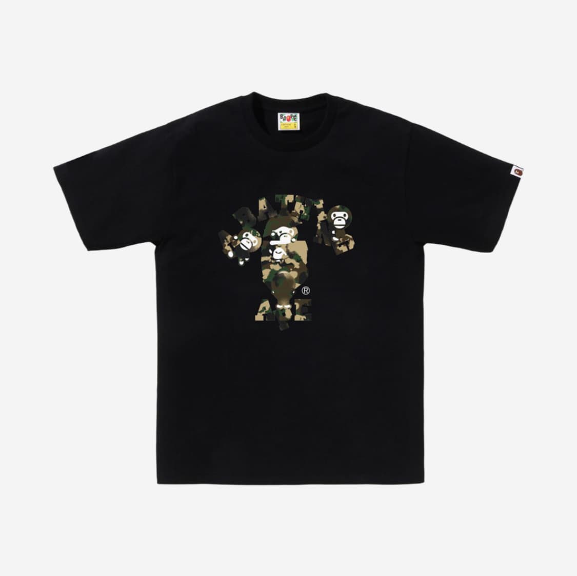 BAPE Map Camo College Milo T-Shirt Black 상품이미지1