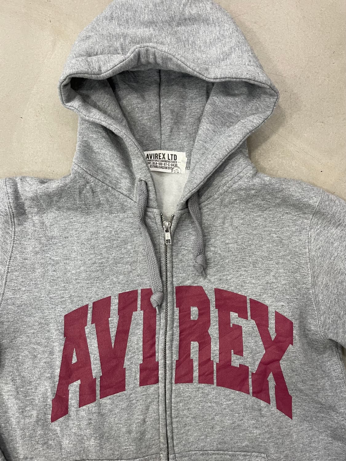 아비렉스 아치 로고 그레이 후드 집업M 상품이미지2
