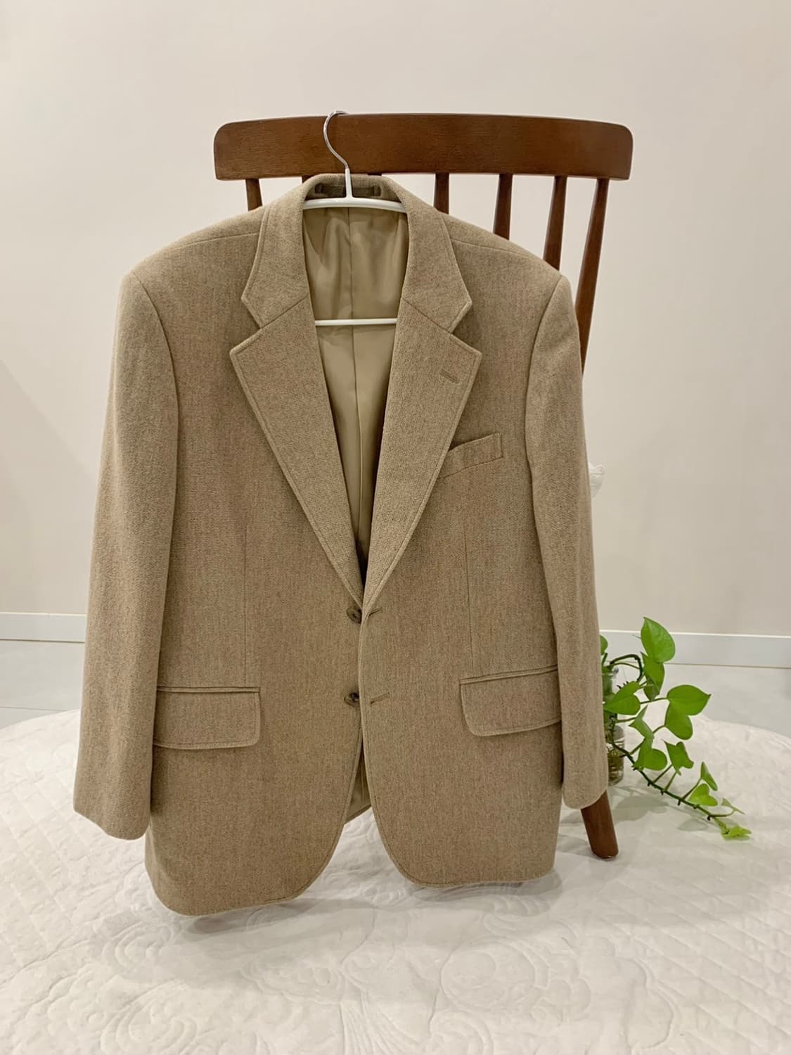 울 캐시미어 베이지 클래식 자켓 상품이미지1