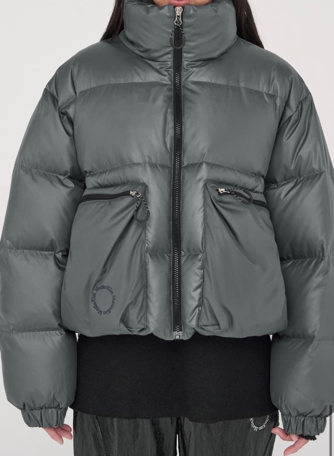 마뗑킴 빅포켓 숏 다운 점퍼 패딩 그레이 상품이미지2