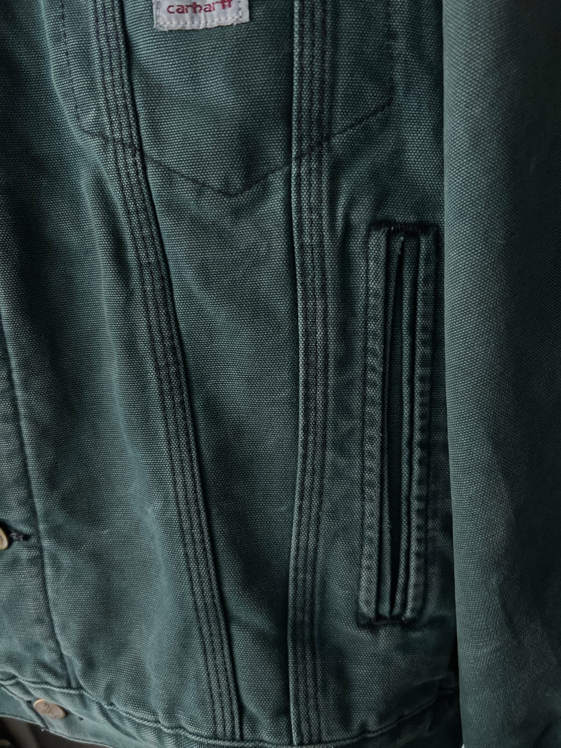 [L]90's 칼하트 USA 헌터그린 캔버스 트러커 자켓 상품이미지4