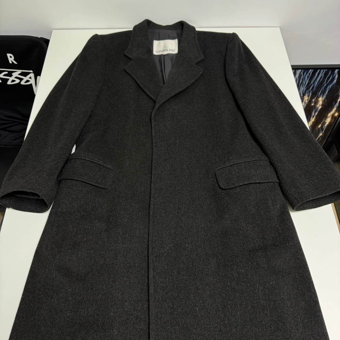 런던포그 차콜그레이 모직 코트 100 상품이미지1