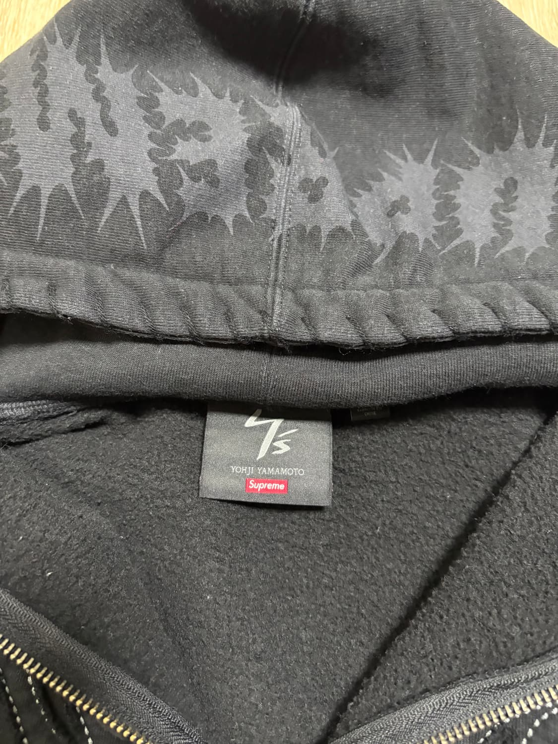 슈프림x요지야마모토 블랙 후드집업 L 상품이미지3