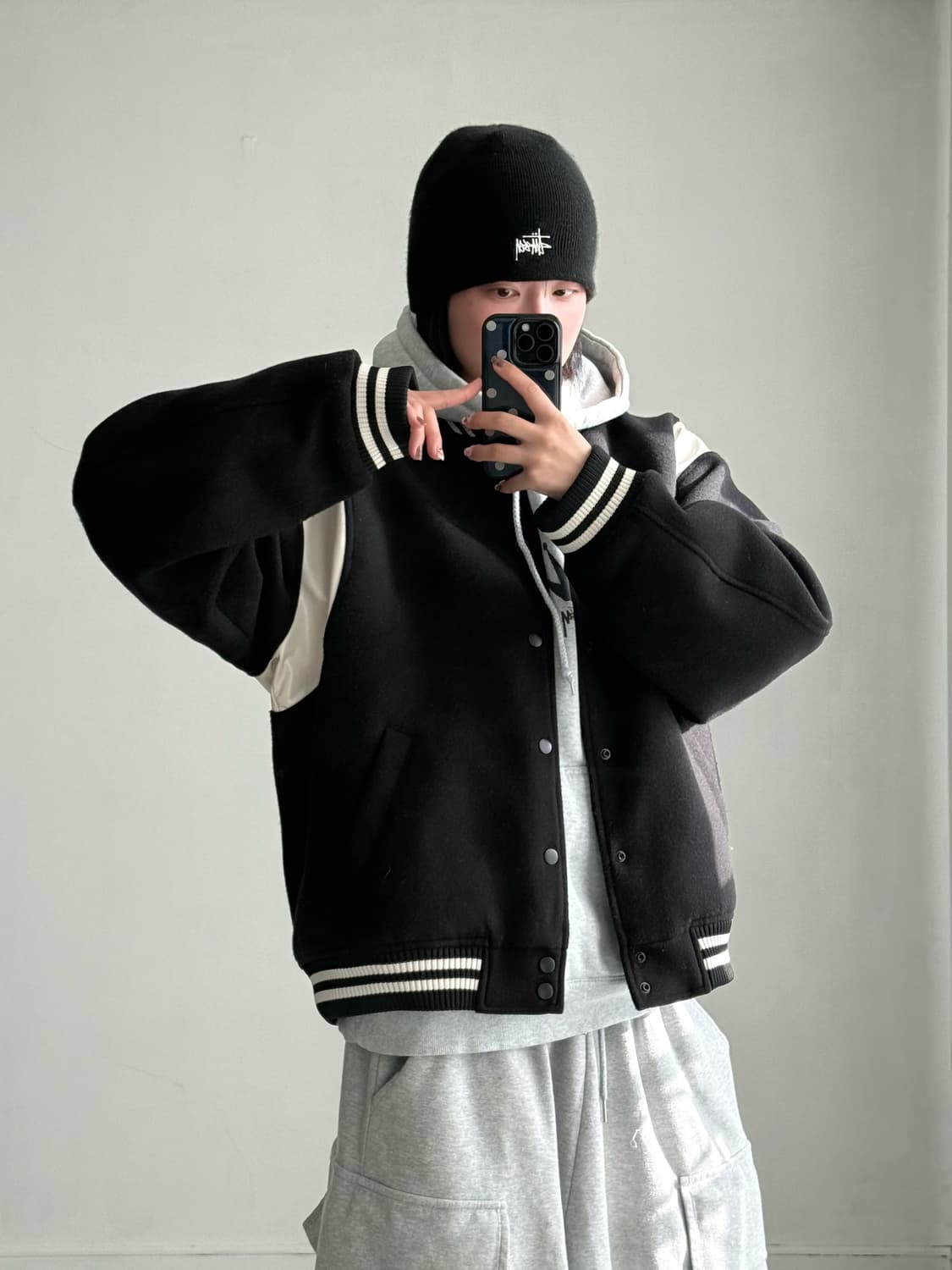 파르티멘토 블랙 바시티 자켓 상품이미지3