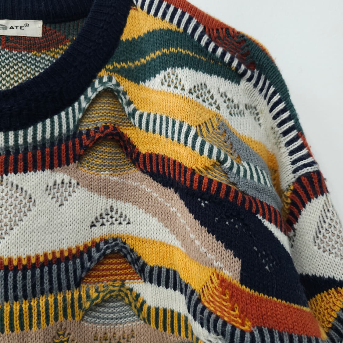 울혼방 멀티컬러 웨이브 빈티지 니트 상품이미지5