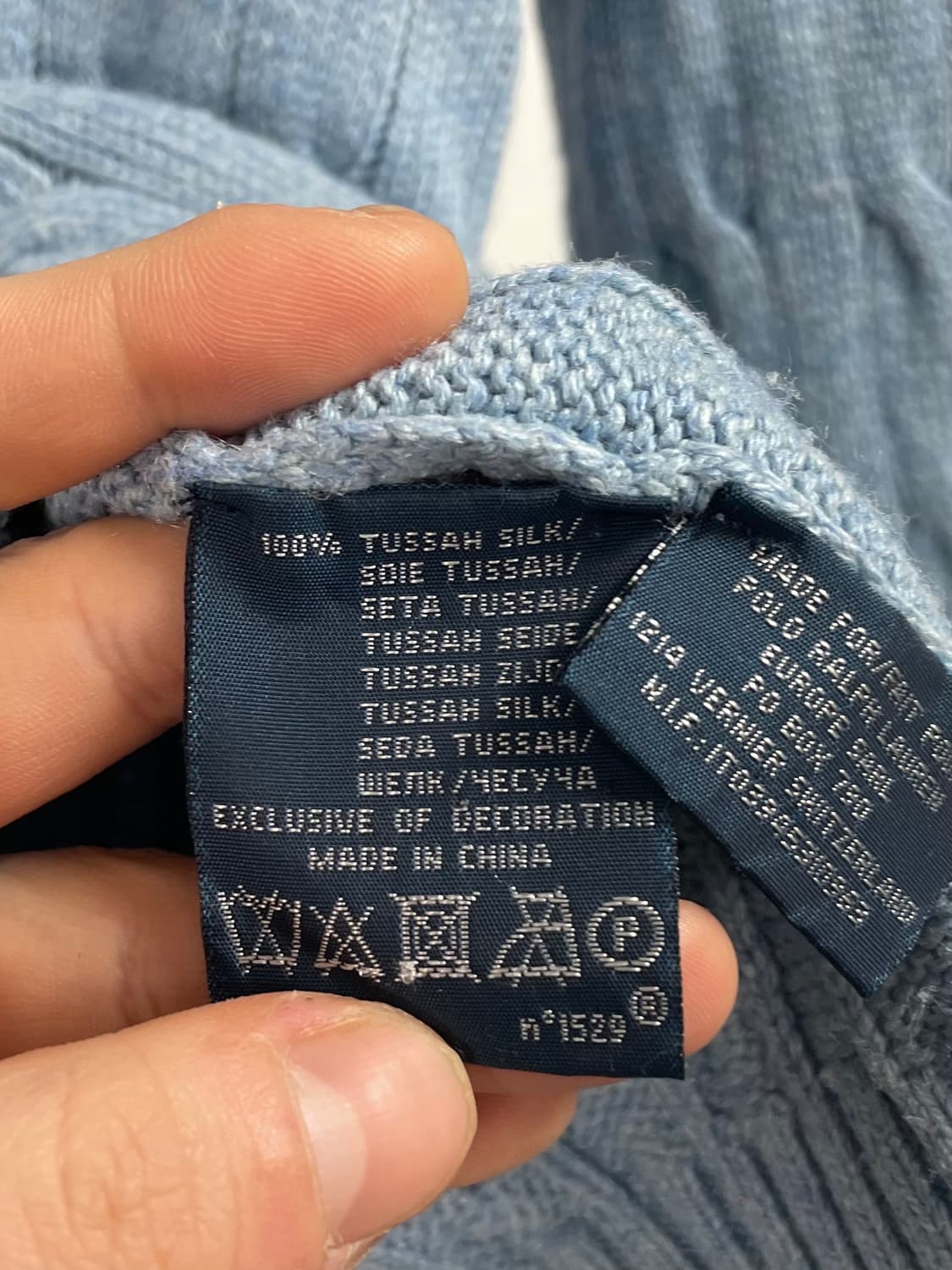 폴로 랄프로렌 스카이블루 브이넥 케이블 니트 (on.579) 상품이미지6