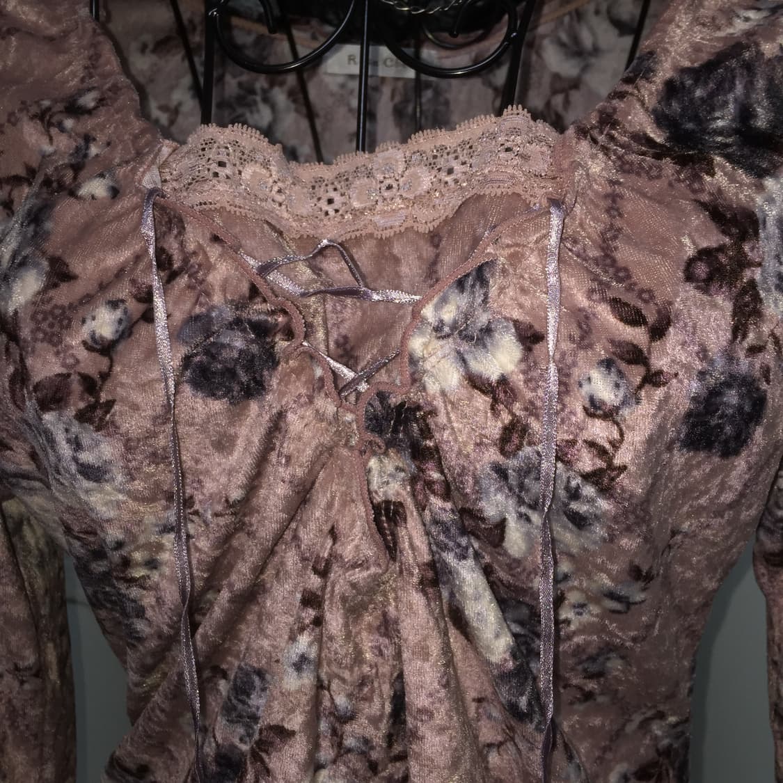 Rosa Cheri flower velvet corset T 상품이미지3