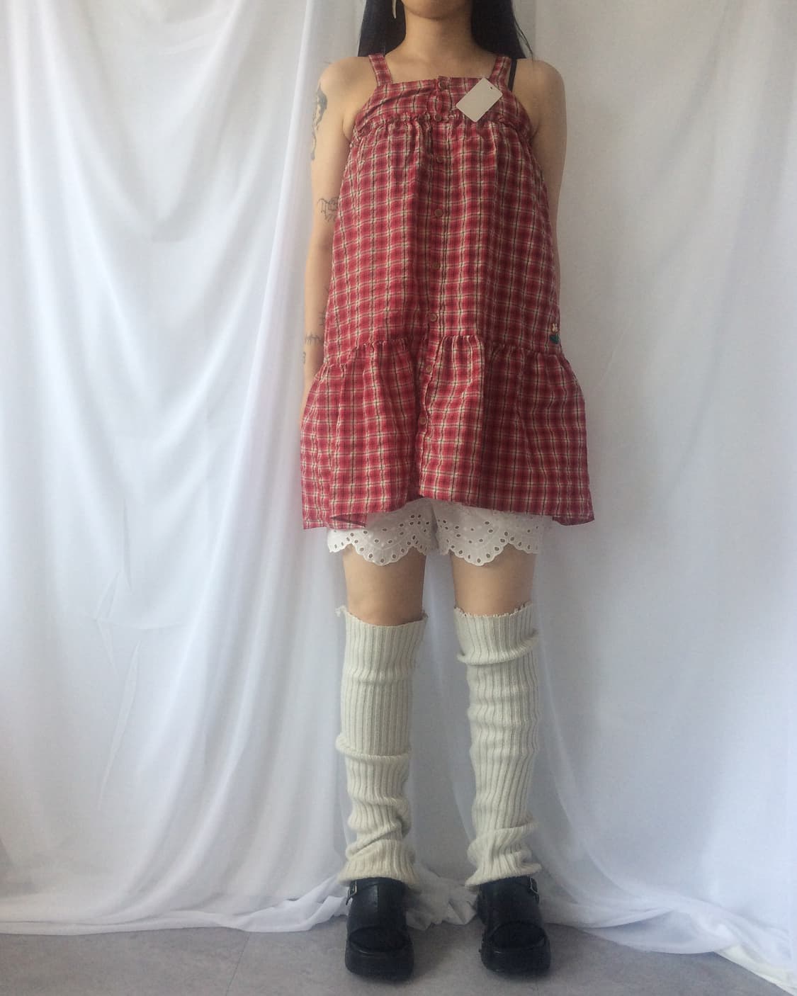 Check pattern sleeveless onepiece 상품이미지1