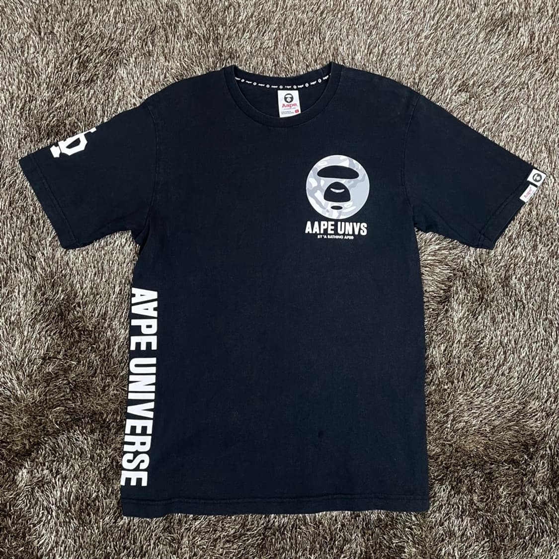 에이프 AAPE  베이프 블랙 프린팅 로고 반팔 티셔츠 S 상품이미지1