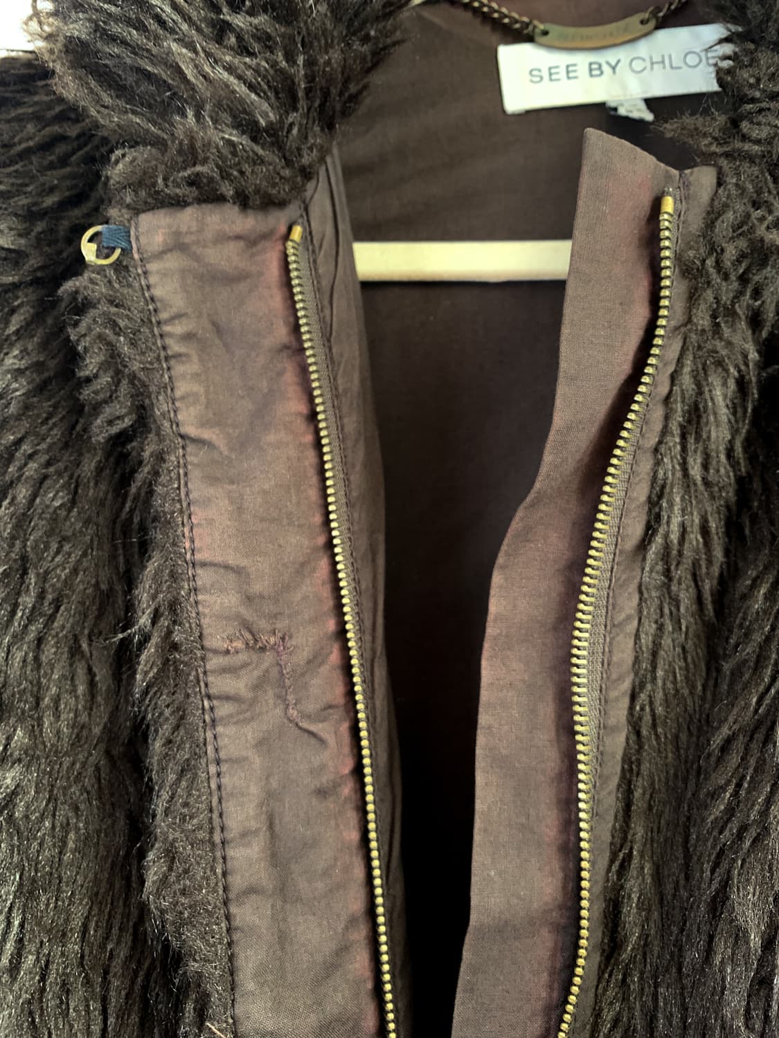 끌로에 브라운 아크릴 테디베어 퍼 코트 EU 38 상품이미지9