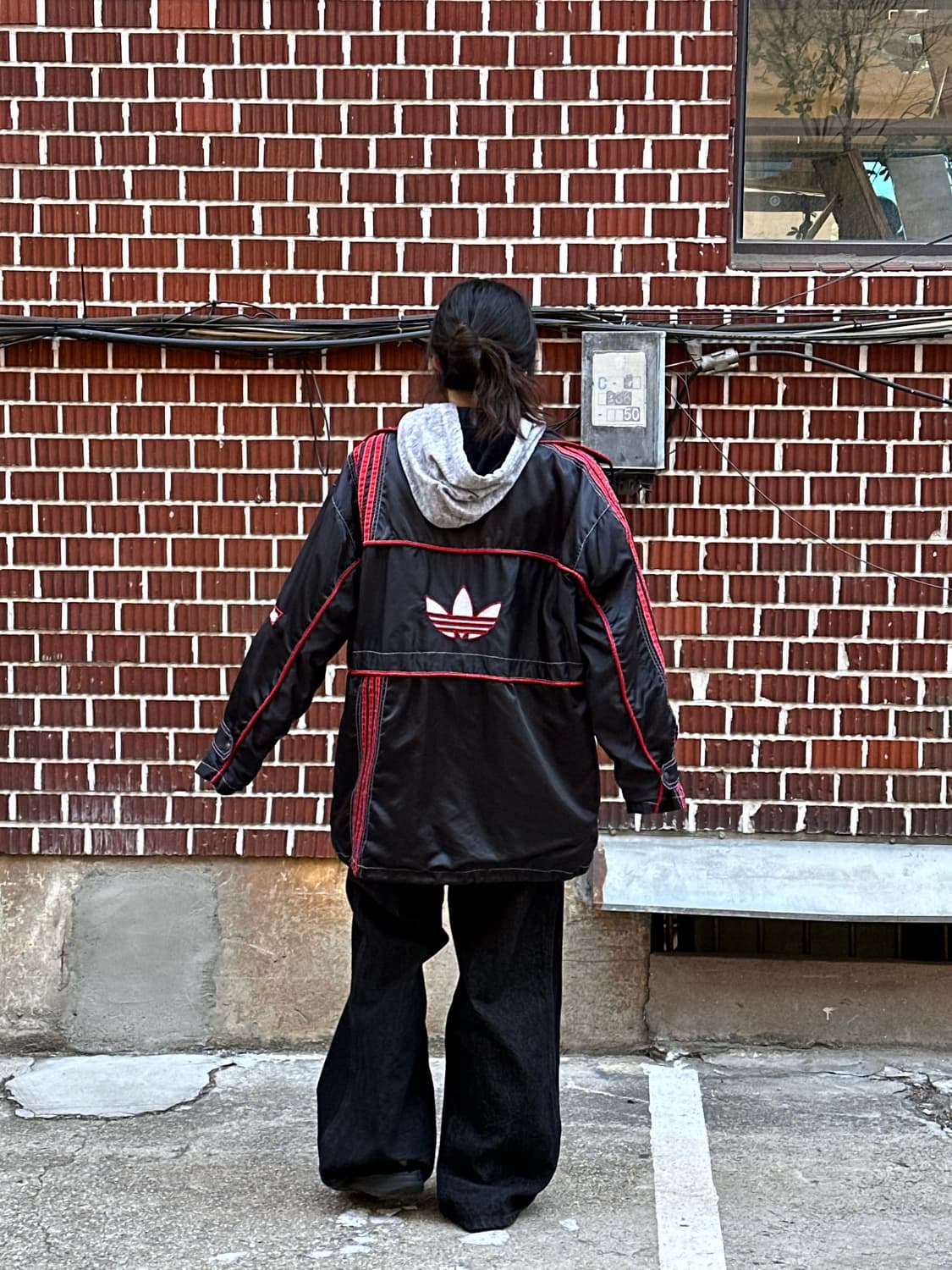 아디다스 바람막이 아베크롬비 후드 언발 펜츠 코디 상품이미지2