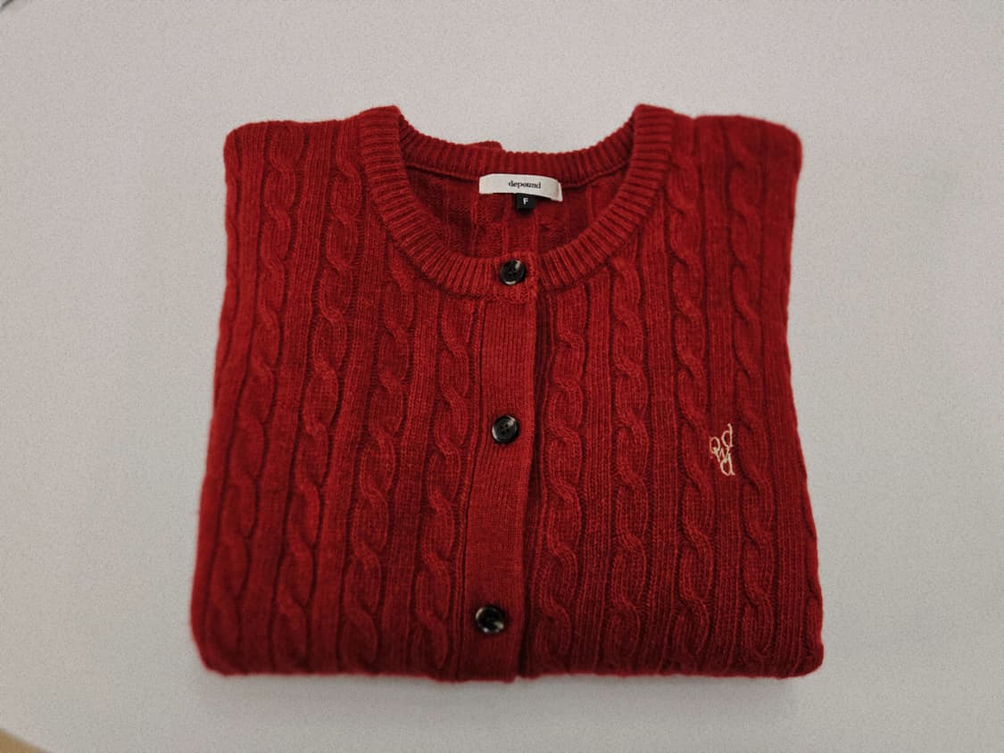 드파운드 케이블 레드 니트 가디건 상품이미지9