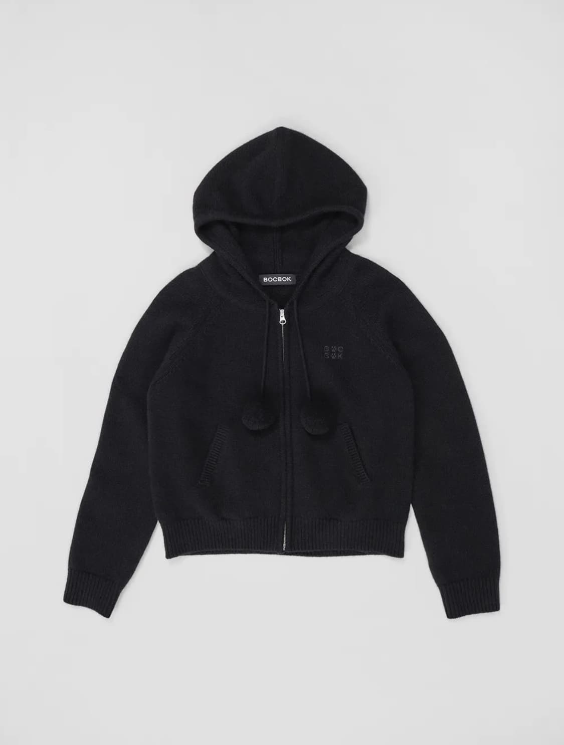 복복 폼폼 니트 집업 - 블랙 상품이미지3