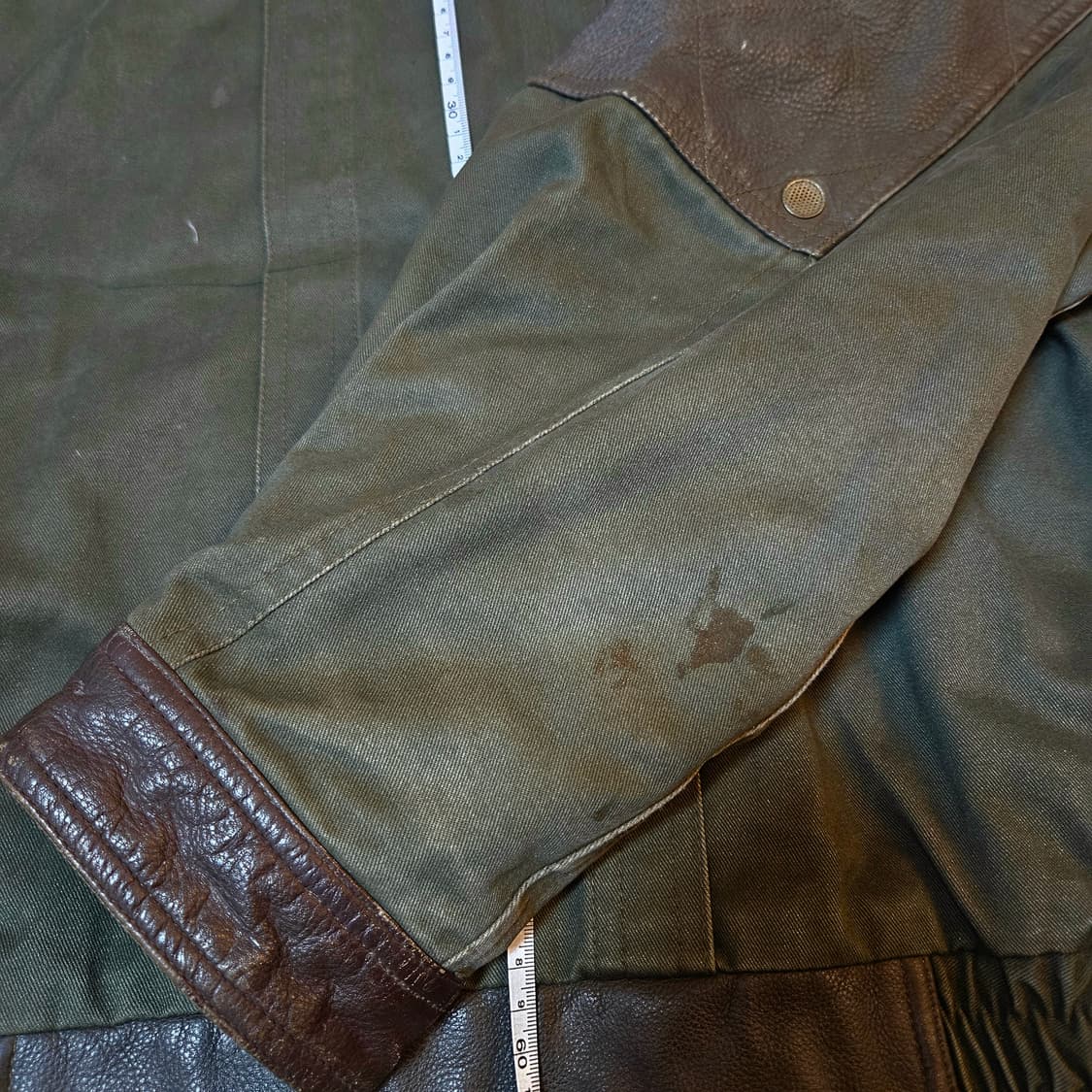 CHEETAN 90's Vintage 벨트 포켓 가죽 블럭 자켓 상품이미지8