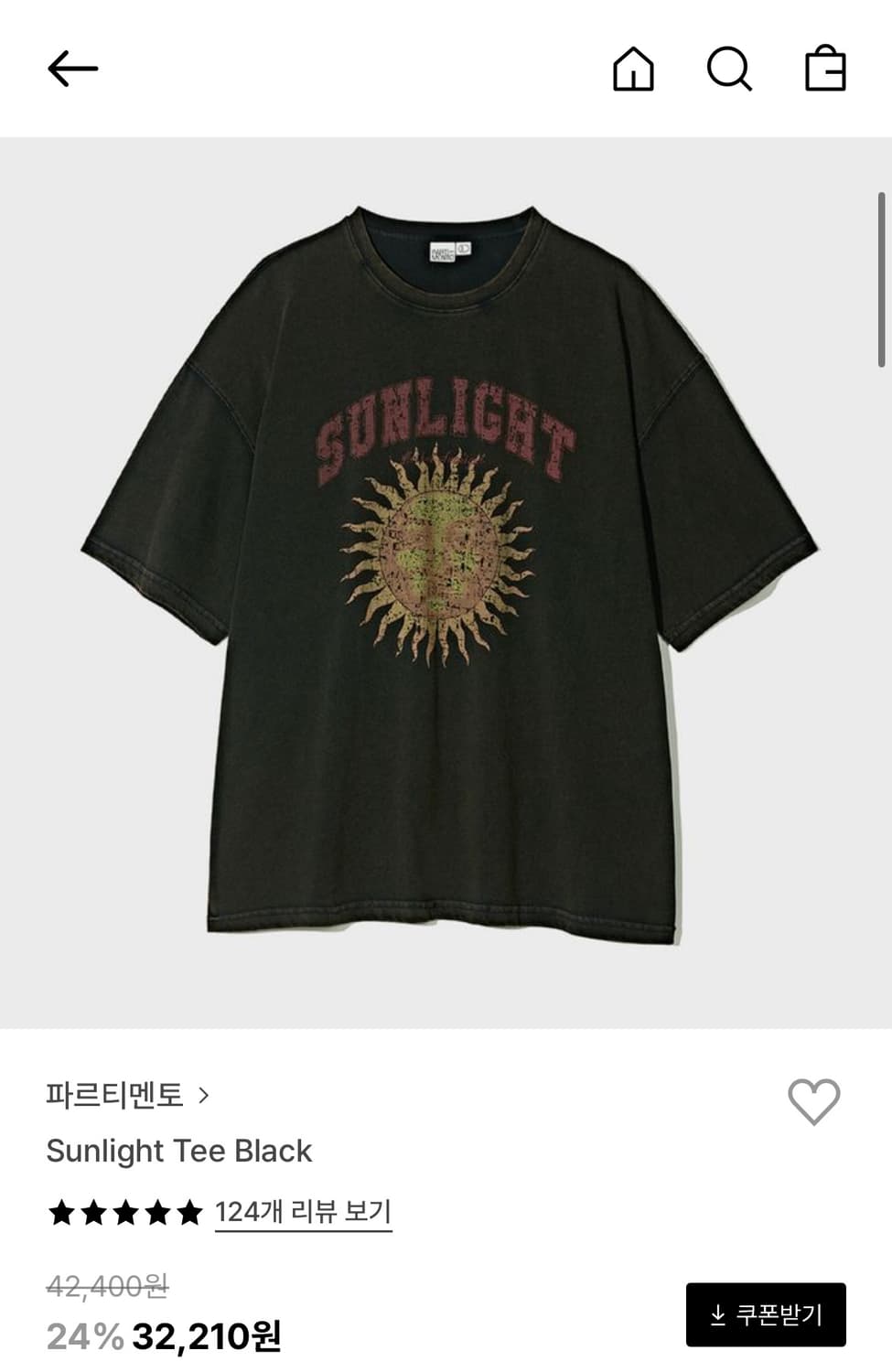 (미개봉 세제품) 파르티멘토 티셔츠 L 상품이미지1