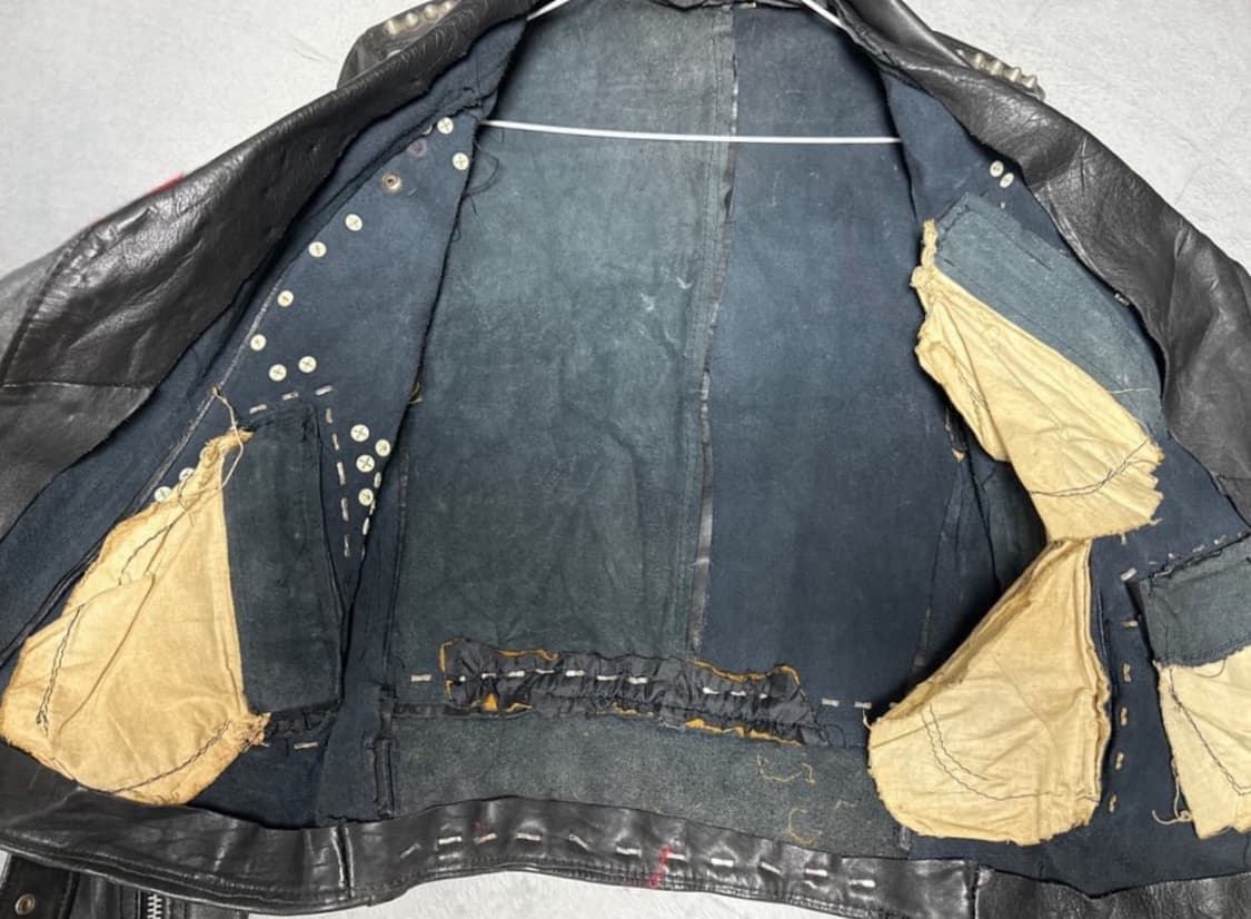 빈티지 스터드 장식 카우레더자켓 상품이미지7