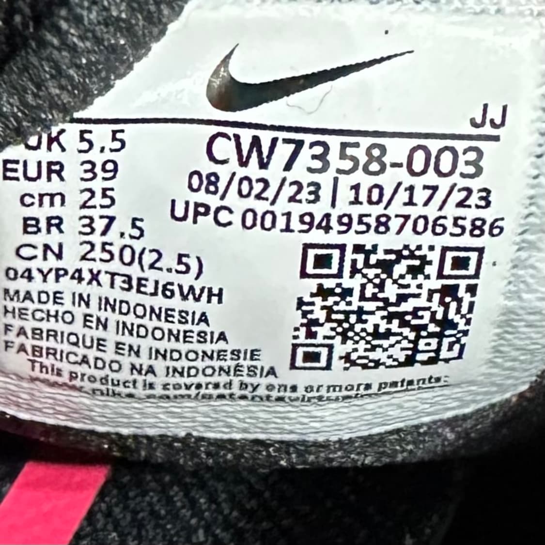 250) 나이키 운동화 남녀공용 신발 에어 줌 페가수스 39 블랙 핑크 상품이미지9