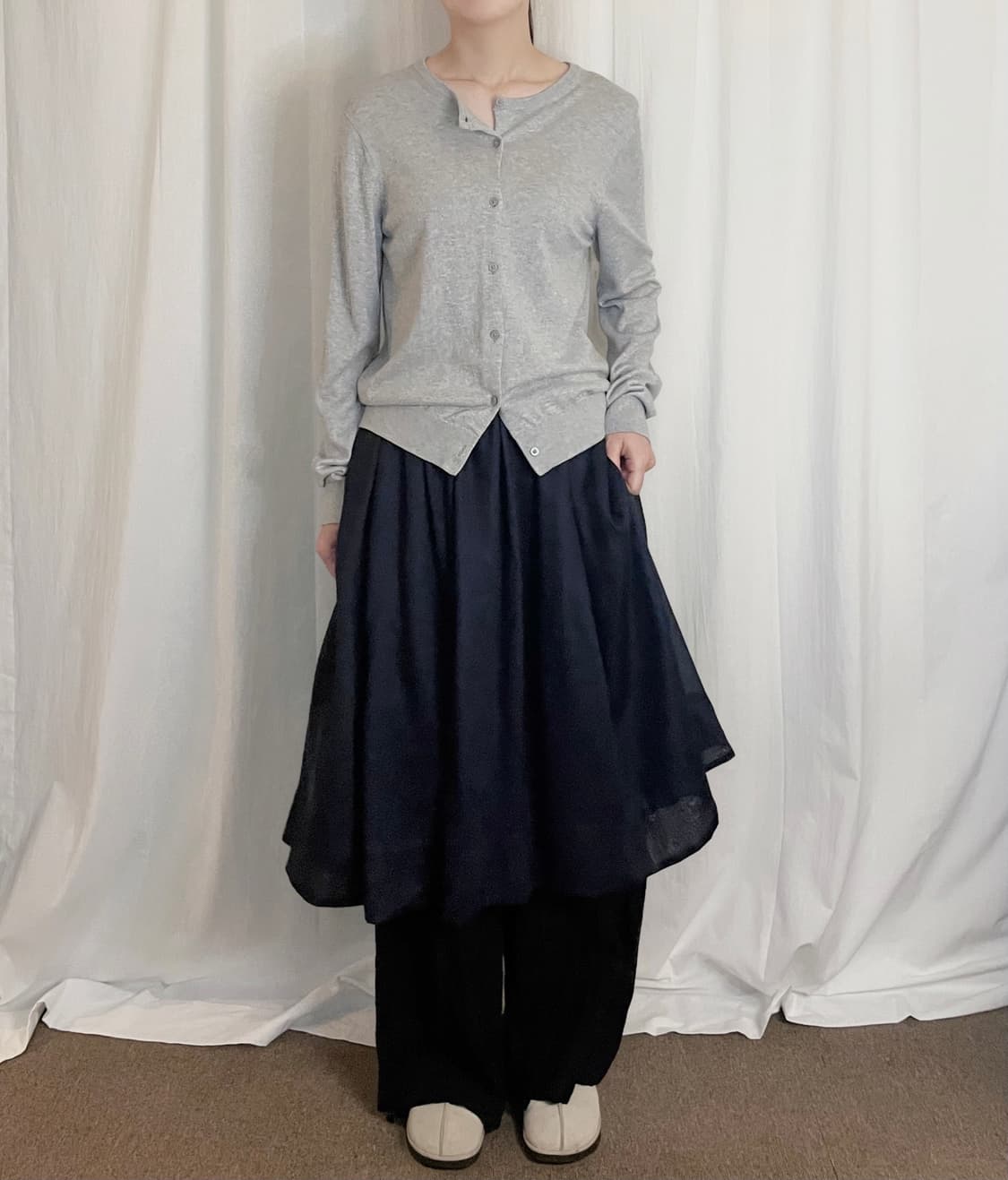 Flare Long Skirt - Dark Navy 상품이미지2