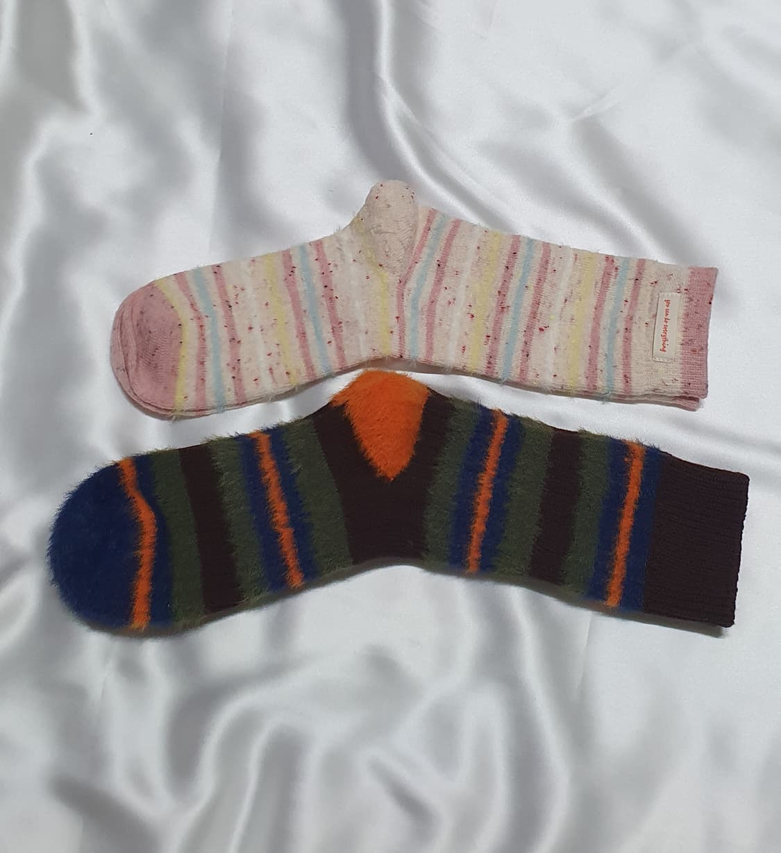 옐로우 민트 핑크 그린 블루 오렌지 브라운 스트라이프 양말 상품이미지1