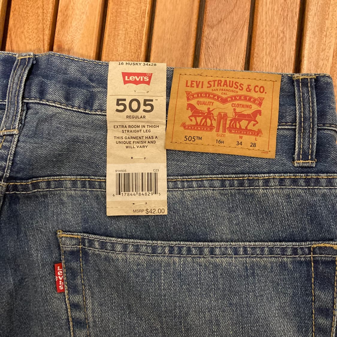 데드스탁 리바이스 505 레귤러 핏 워싱 데님 팬츠 상품이미지4