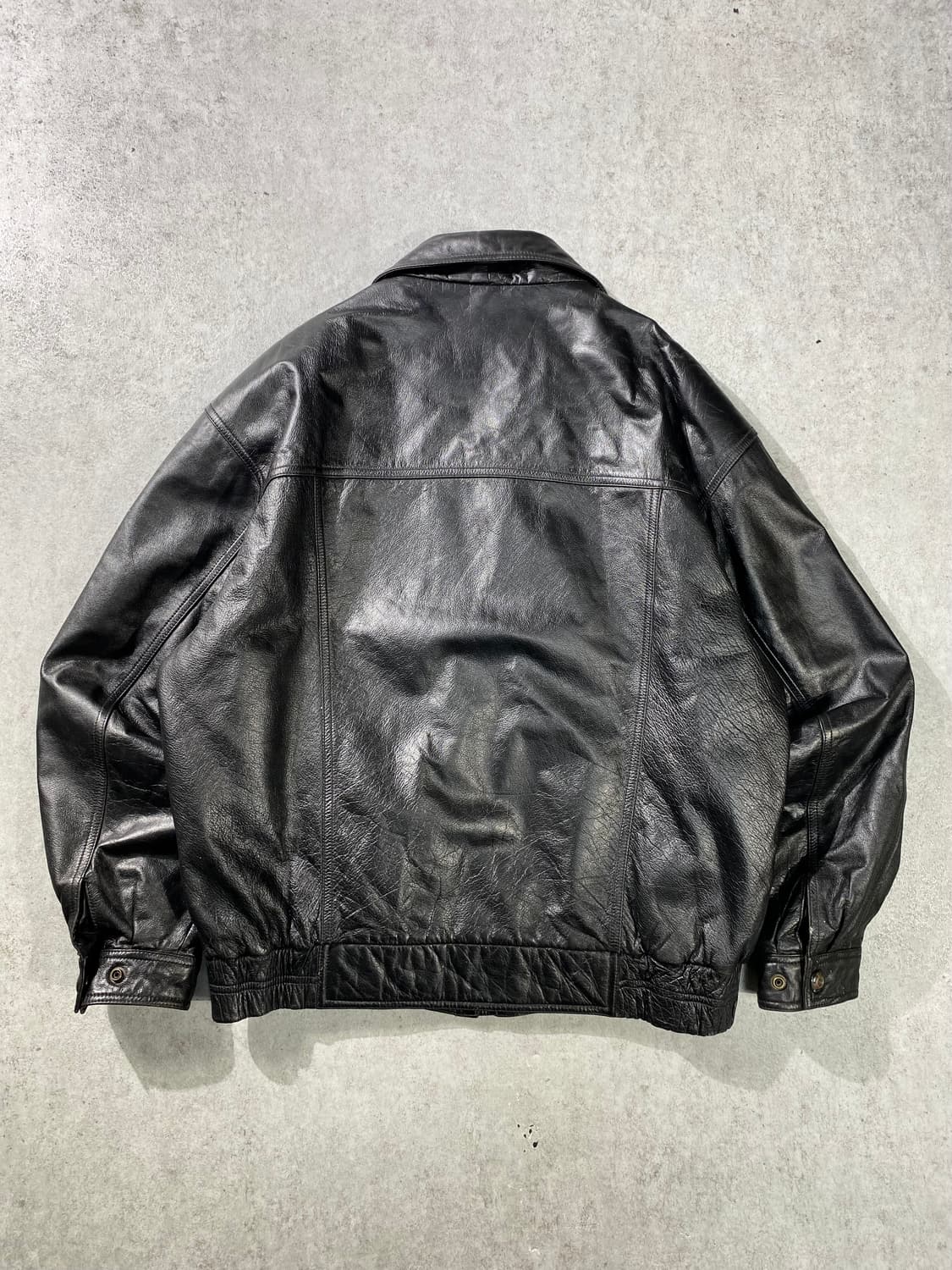 [M-L] Vintage 빈티지 양가죽 블랙 레더 봄버자켓 상품이미지6