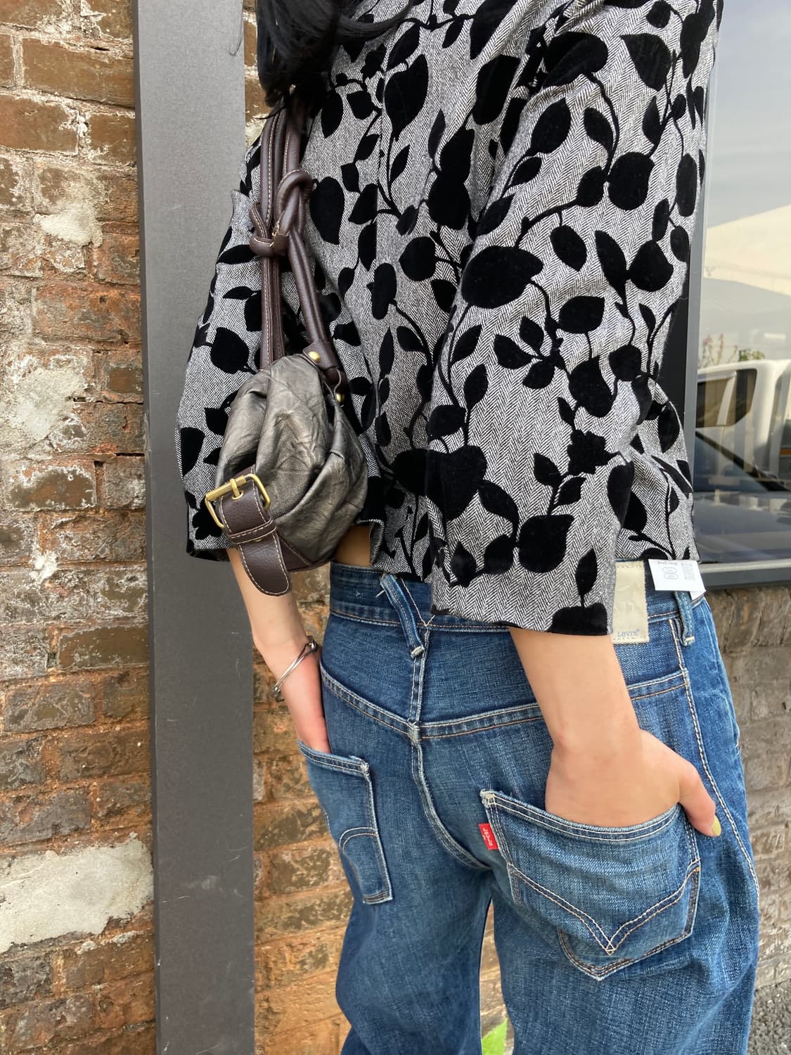 Courrèges 꾸레주 헤링본 벨벳 7부 블라우스 상품이미지1