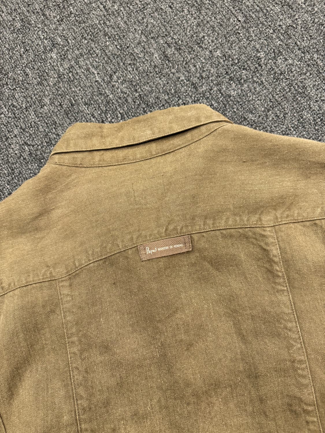 M)Papas 빈티지 자수 포인트 카키 몬순 셔츠 자켓 상품이미지6