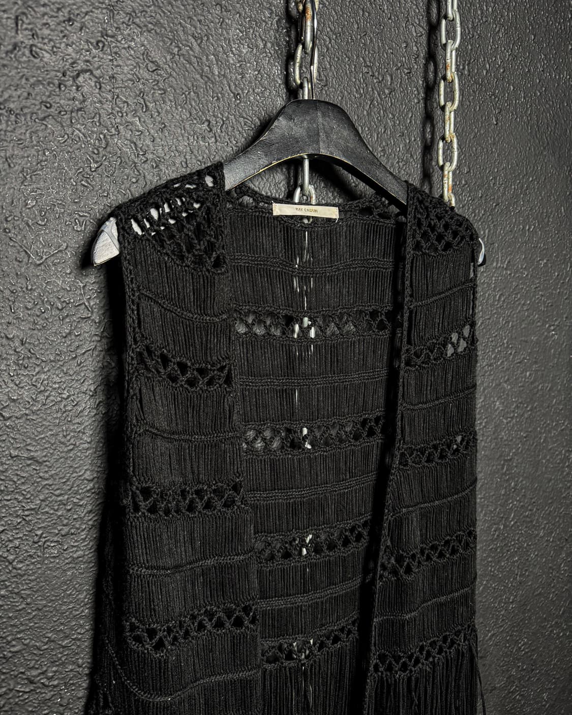 Black Fringe Crochet Vest 상품이미지7