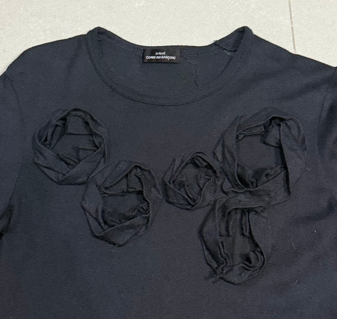 2001 꼼데가르송 5송이 장미 결합 울 니트 롱슬리브 스웨터 상품이미지1