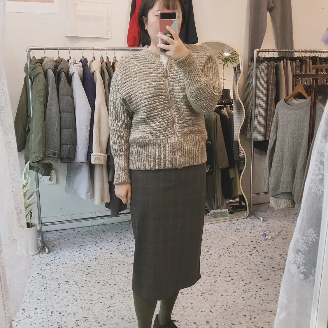 Otto 오트밀 울 집업 니트가디건 Free 상품이미지9