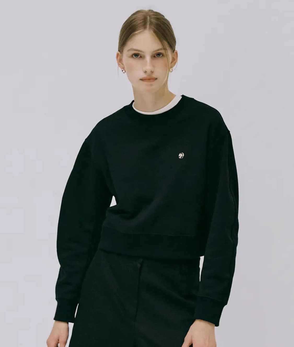 마리떼프랑소와저버 CIRCLE LOGO CROP 크롭 맨투맨 검정 m 상품이미지1