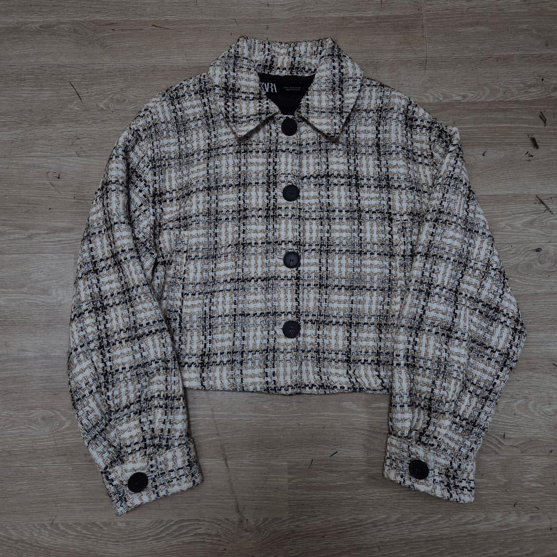 자라 여성 크롭 체크 트위드자켓 S(90) 상품이미지1