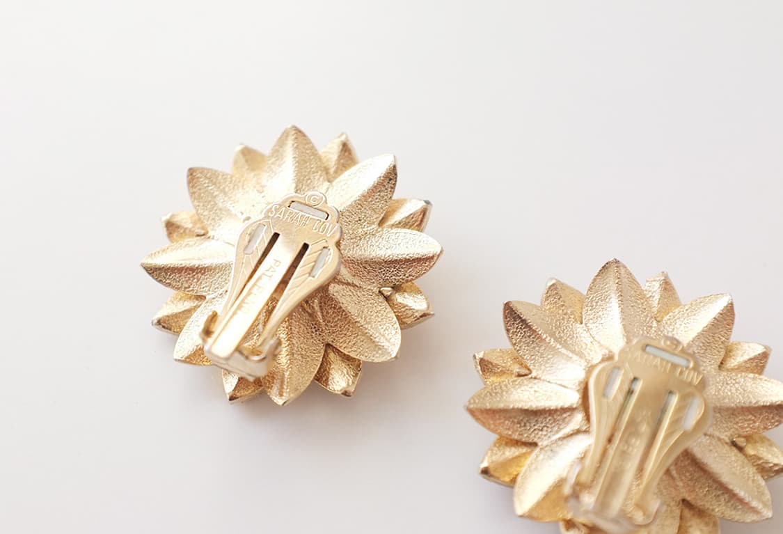 1960s 오버사이즈 꽃귀걸이 빈티지귀찌귀걸이  상품이미지7