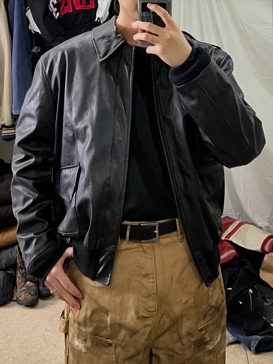 카라쿠리 타마시 스카쟌 가죽자켓 상품이미지4