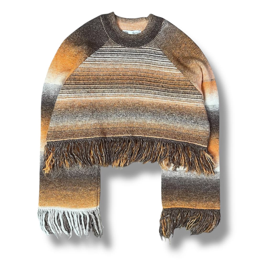 자라 오렌지 스트라이프 크롭 니트 상품이미지1