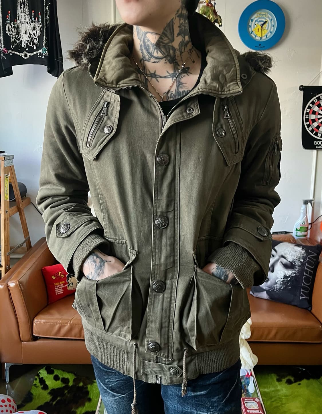 90-00s Madifced Gothic Fur Hood Jacket 상품이미지2