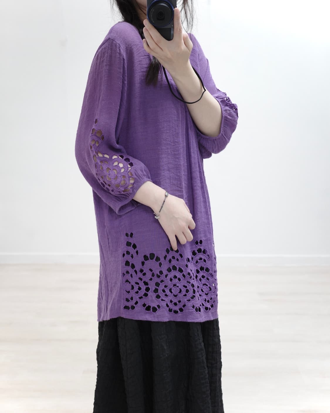 Purple vintage punching blouse 상품이미지3