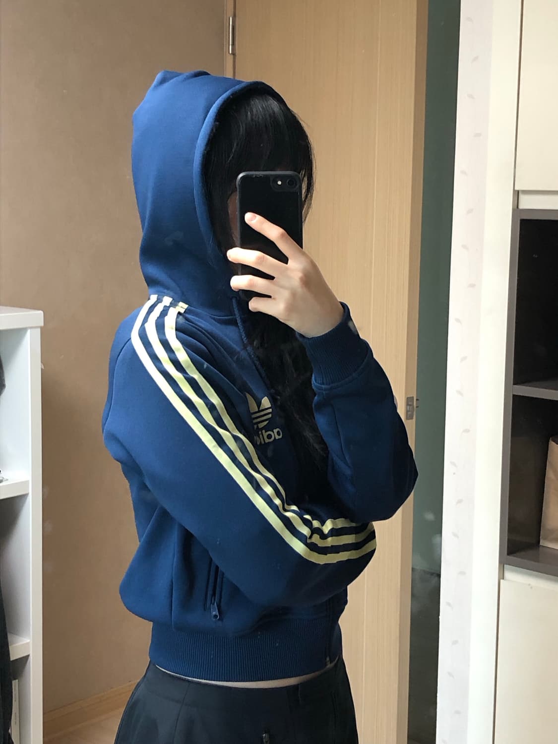 L 아디다스 후드집업 져지 자켓 연노랑 짙은파랑 네이비 상품이미지9