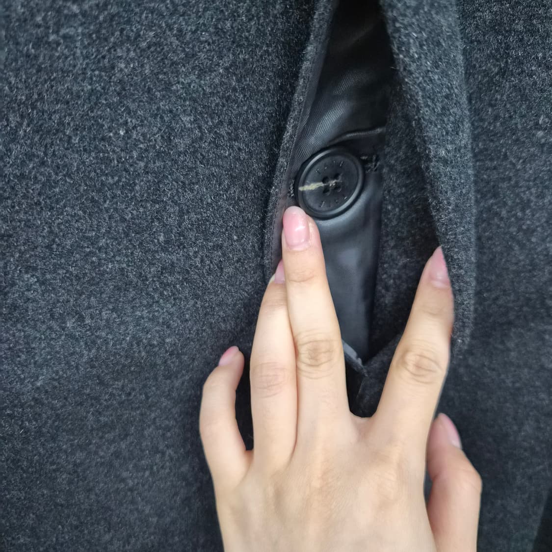 캐시미어 100% 기본 블랙 미디코트 남녀공용 L 상품이미지5