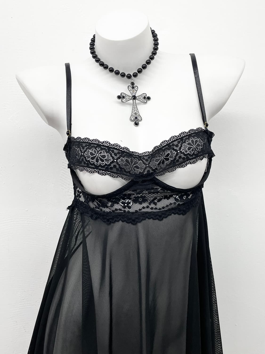 블랙 레이스 시어 슬립 상품이미지2