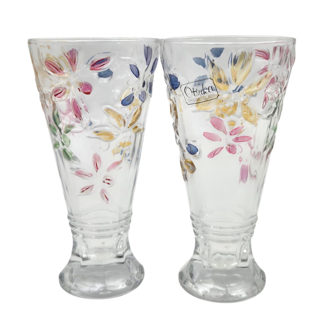 80s 오츠카 컬러 플로랄 다각 파르페 잔 1p 상품이미지1