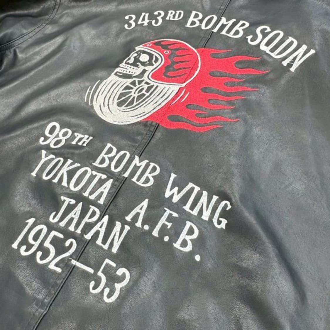 (2XL) 98th 미공군 아카이브 해골 바이커 오버핏 레더 자켓 상품이미지8