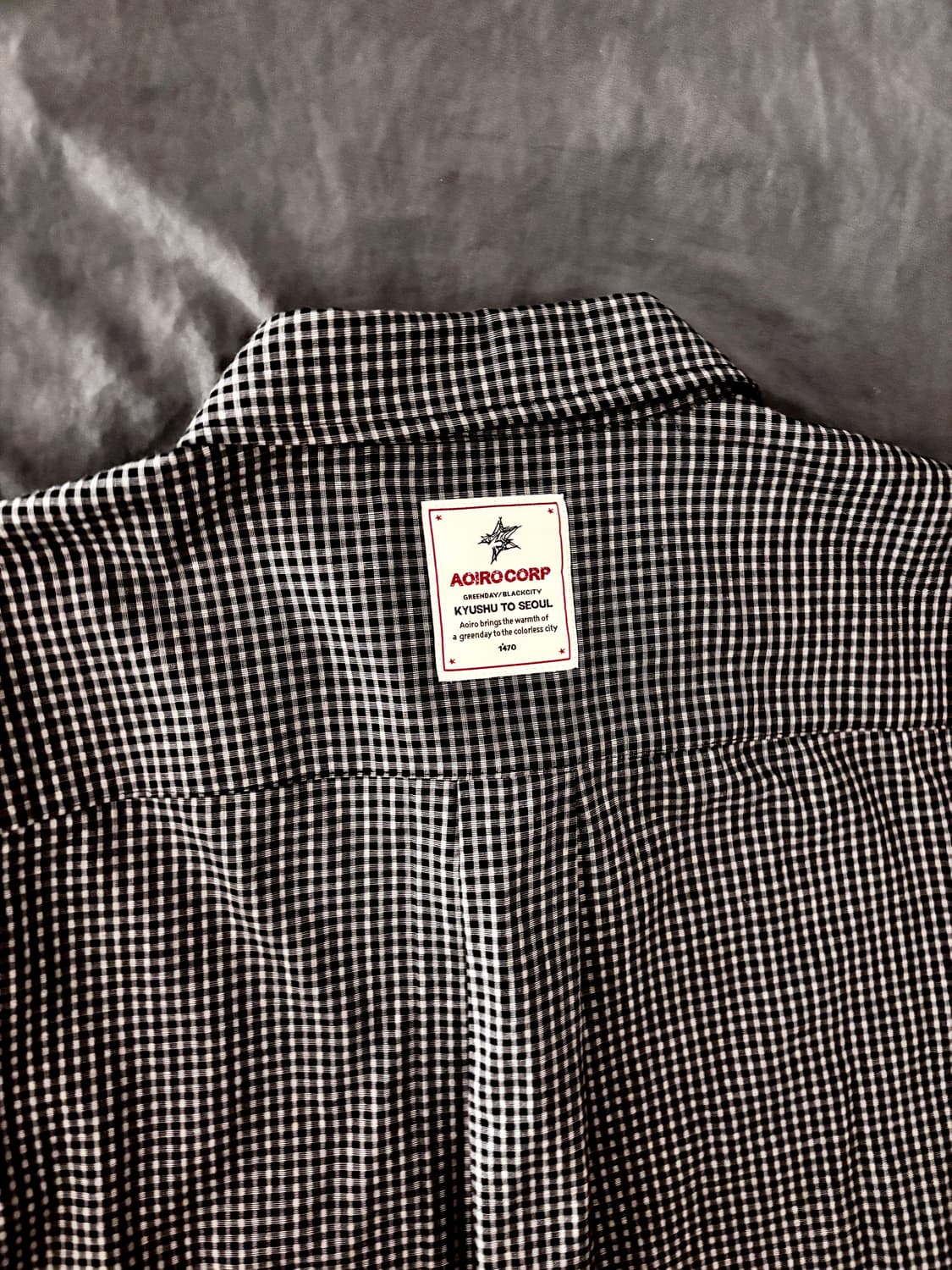 아오이로 시그니처 라벨 체크셔츠- 쿠키 크림 상품이미지2