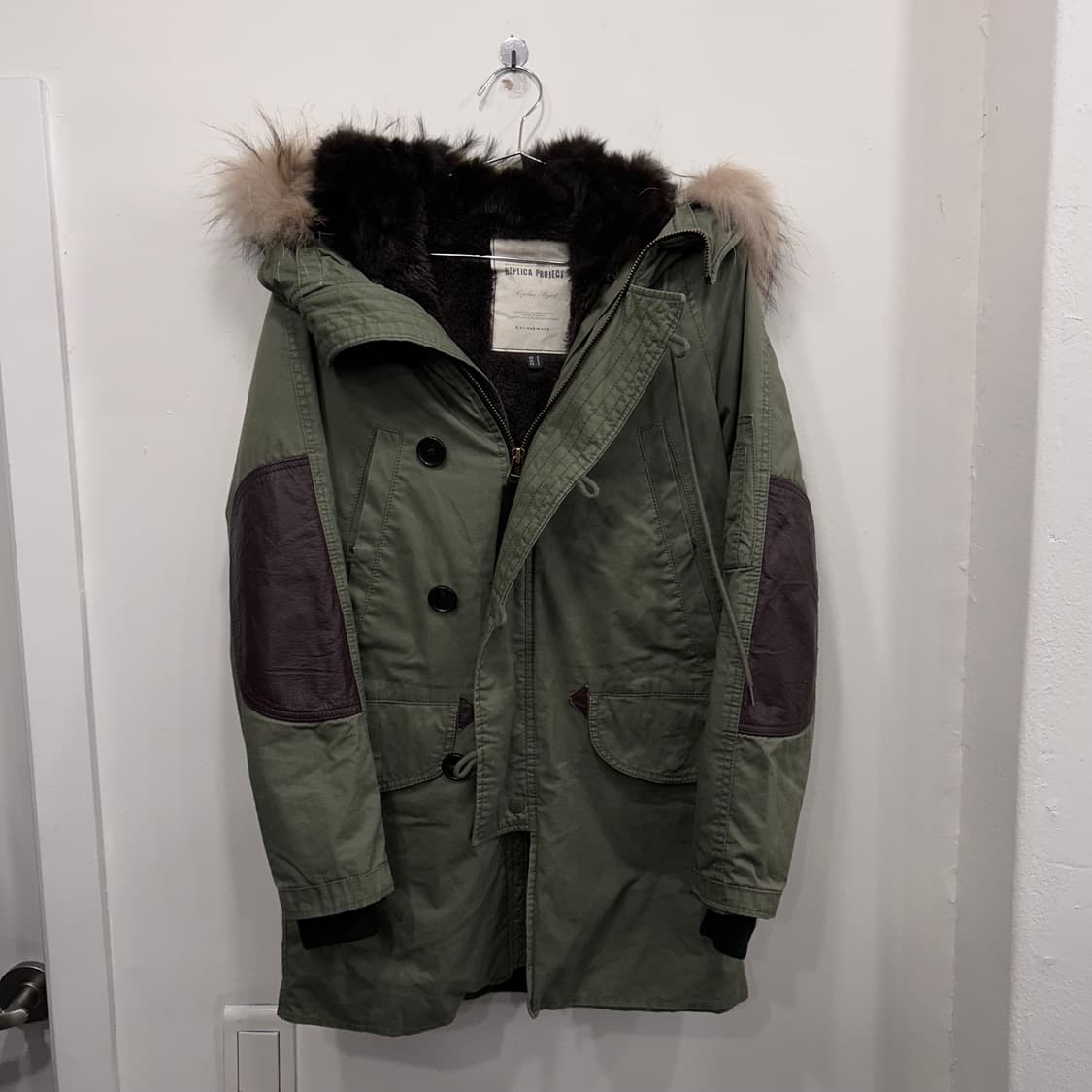 카이아크만 레더패치 모헤어 후드 개파카 상품이미지2