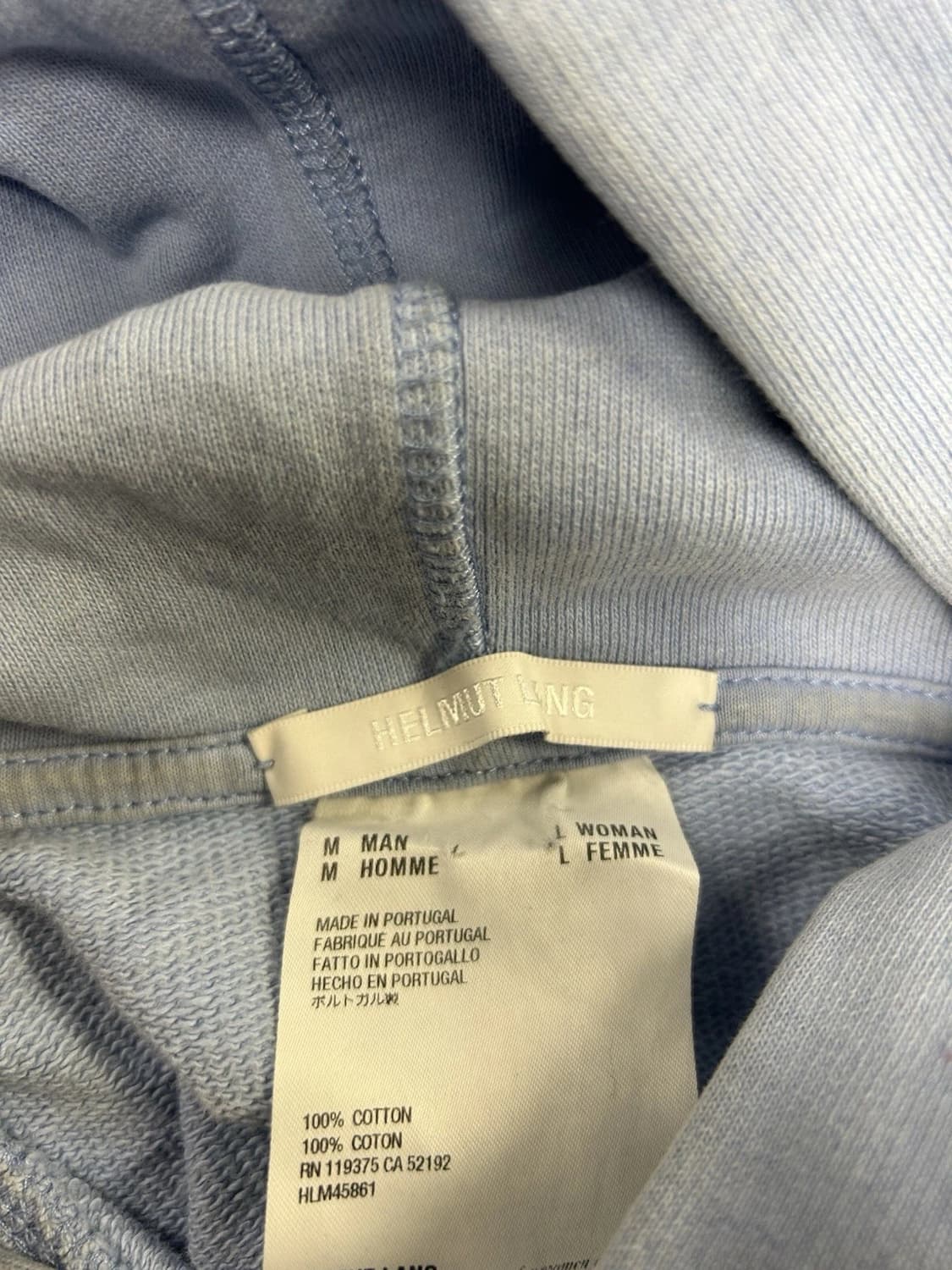 헬무트 랭 라이트 코튼 블루 후드티 상품이미지4