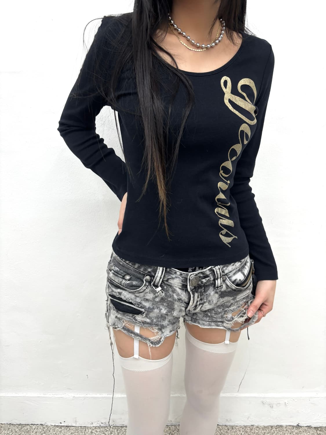 00s mood cursive lettering slim long sle 상품이미지3