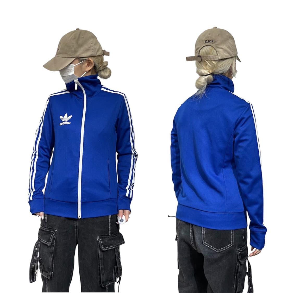 아디다스 블루 유로파 화이트 삼선 로고 트랙탑 져지 95 상품이미지1